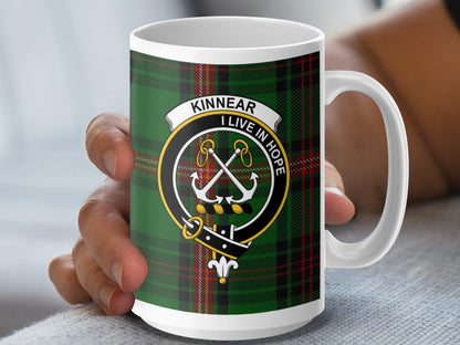 Scottish Clan Kinnear Tartan Crest Plaid Gift Mug - Living Stone Gifts