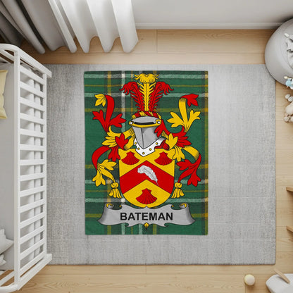 Custom Bateman Family Crest Tartan Rug Product