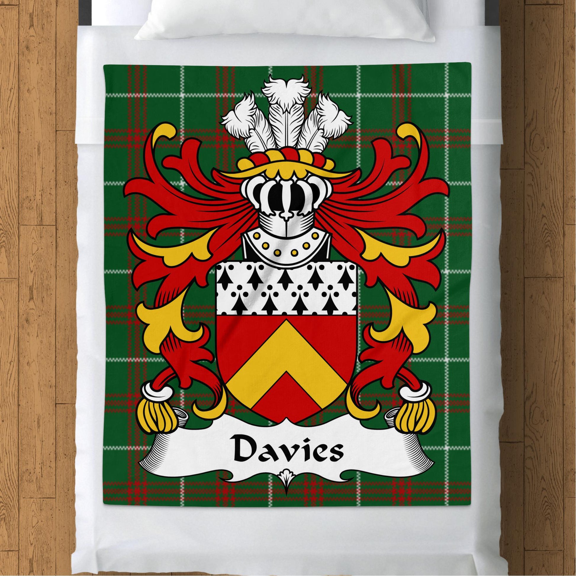 Davies Welsh Surname Coat of Arms National Tartan Blanket - Living Stone Gifts