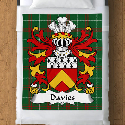 Davies Welsh Surname Coat of Arms National Tartan Blanket - Living Stone Gifts