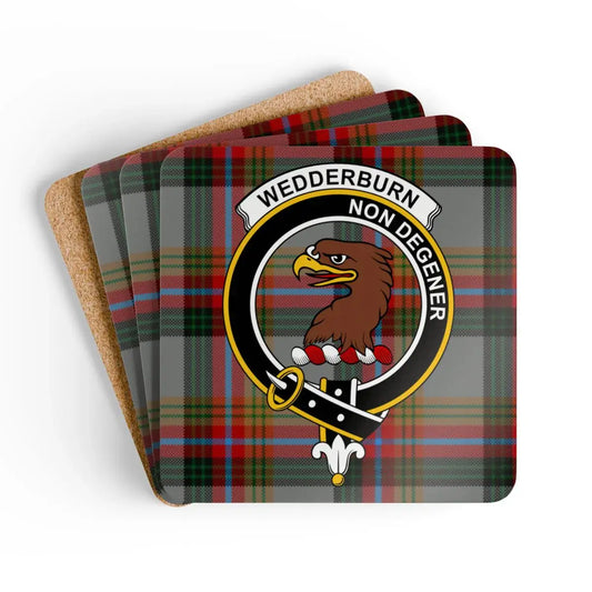 Scottish Clan Wedderburn Eagle Plaid Coaster Set product type