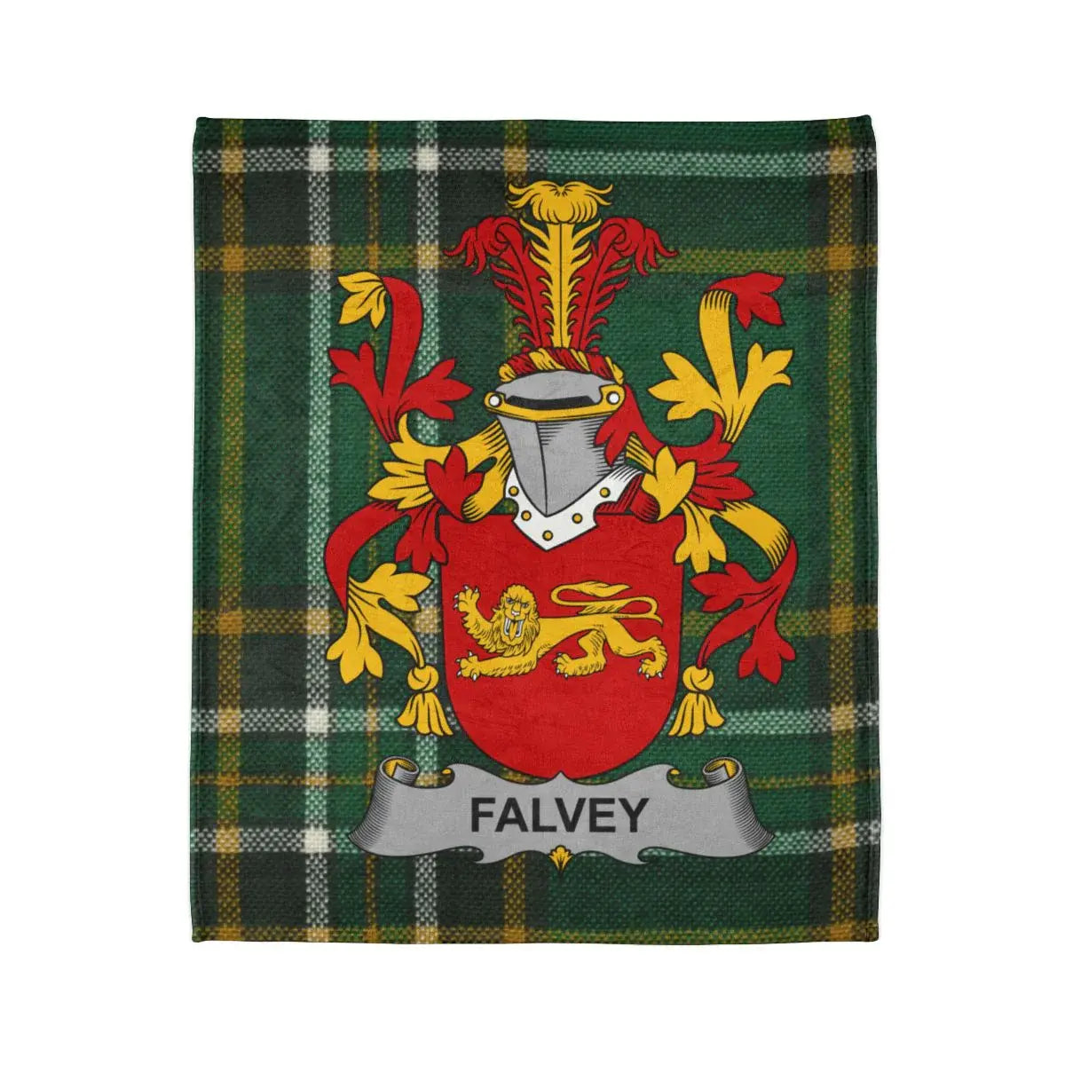 Falvey Family Crest Shield with Plaid Flannel Blanket Product