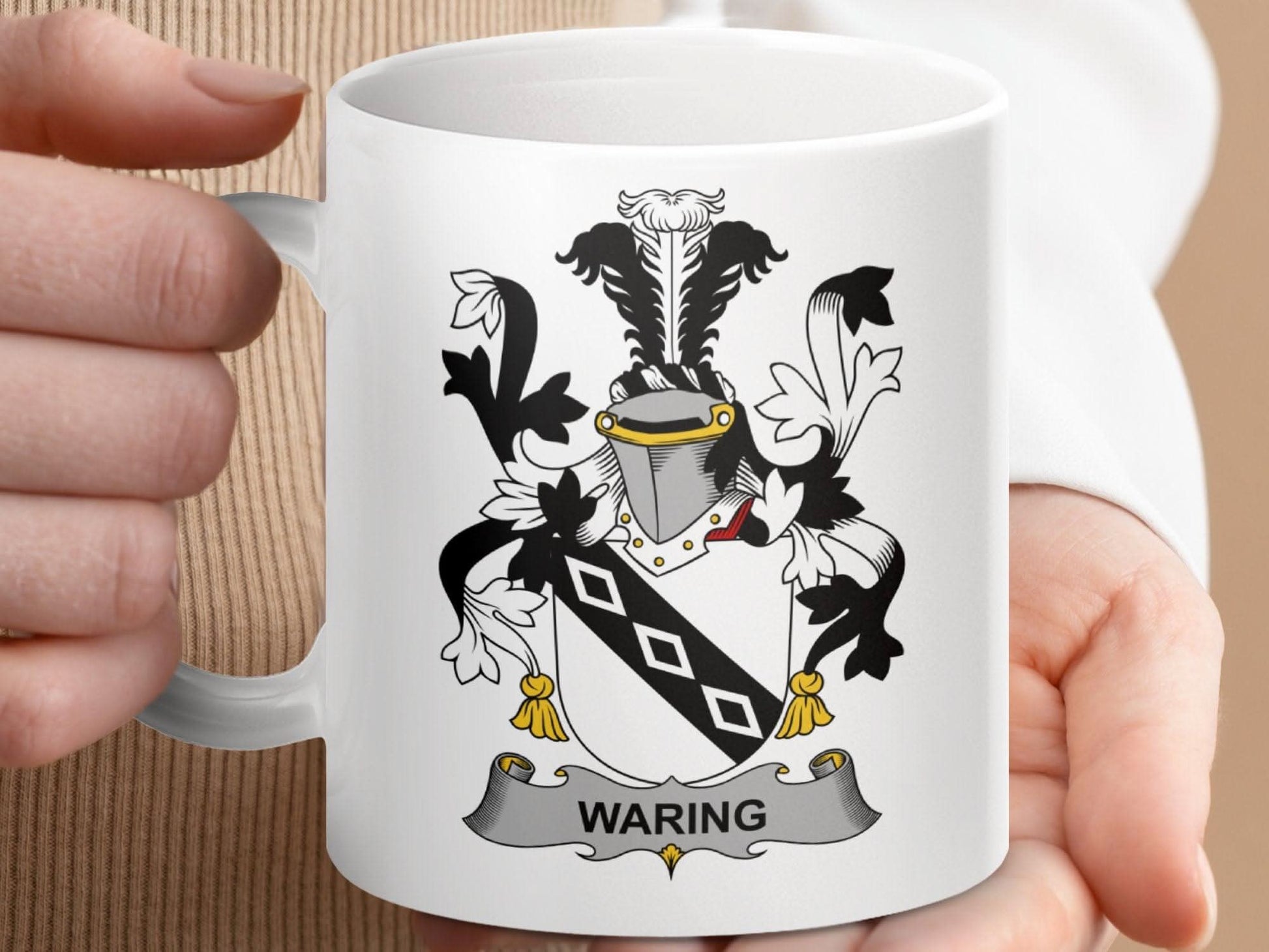 Waring Family Crest With Diamonds Design Mug - Celtic Ancestry Gifts