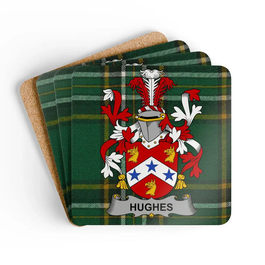 Hughes Family Crest Plaid Pattern Coaster product