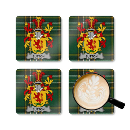 Sutton Family Crest Plaid Coaster Set Drink product