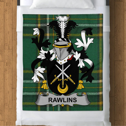 Rawlins Surname Irish Tartan Throw Blanket - Living Stone Gifts