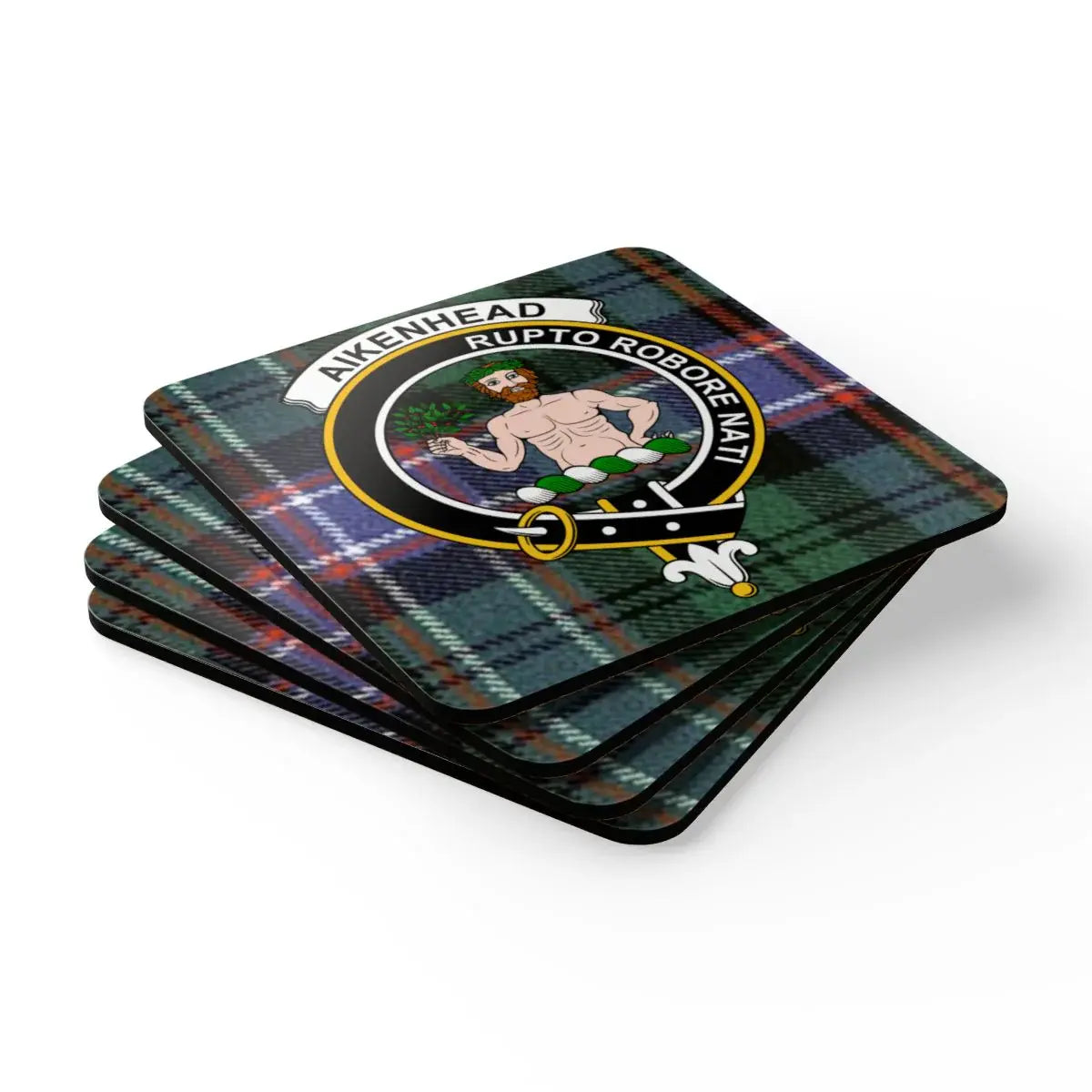 Tartan Coasters with Akkenhead Rupto Robore Haki product type