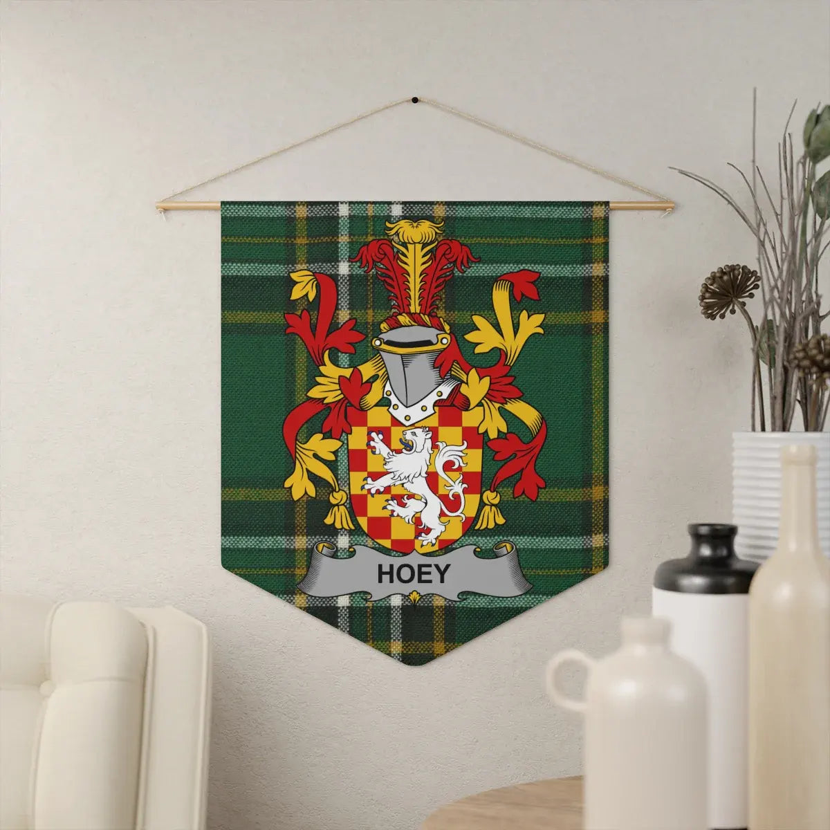Hoey Family Coat of Arms Plaid Hanging Decor product