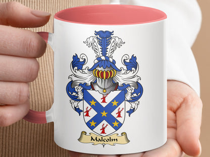 Malcolm Family Heritage Coat of Arms Emblem Mug - Living Stone Gifts