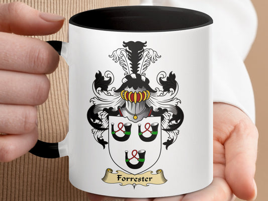 Clan Forrester Scottish coat of arms accent coffee mug - Living Stone Gifts