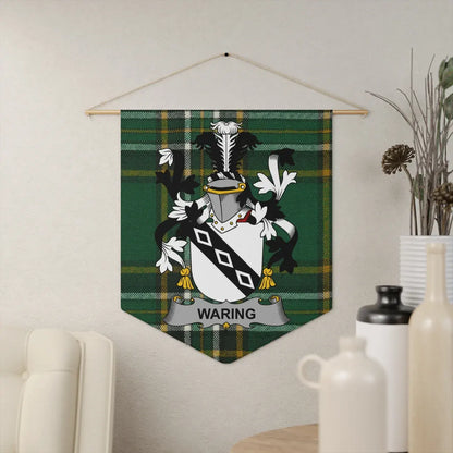 Waring Family Crest on Tartan Background Wall Hanging product