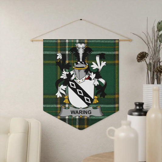 Waring Family Crest on Tartan Background Wall Hanging product
