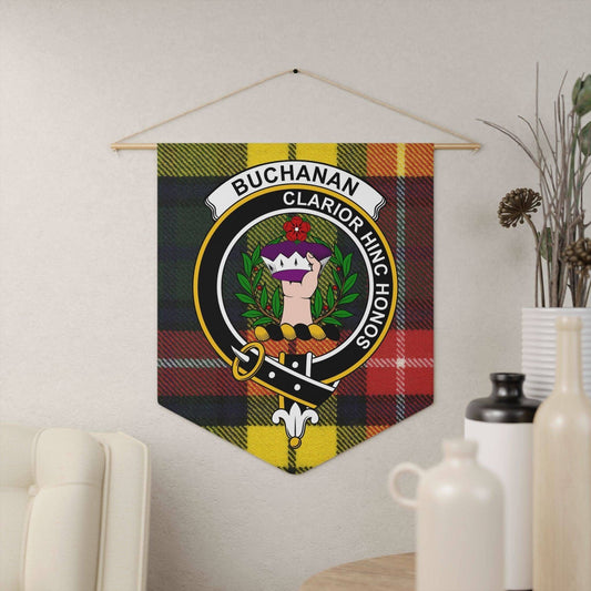 Buchanan Clan Tartan and Crest Decorative Wall Pennant - Celtic Ancestry Gifts