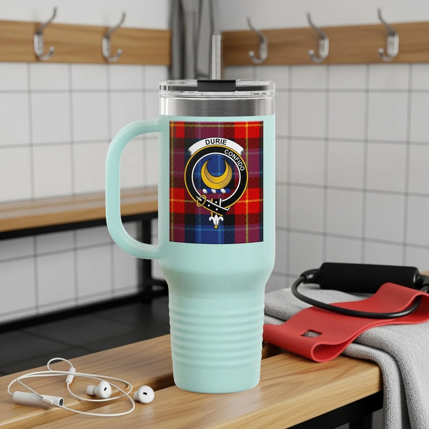 Durie Clan Tartan Crest Travel Mug product