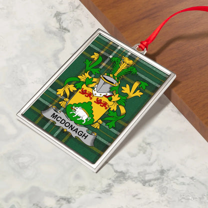 McDonagh Family Crest Plaid Pattern Christmas Ornament product type