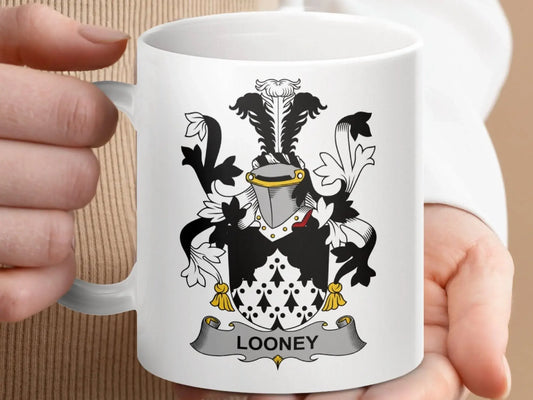 Looney Surname Irish Family Crest Mug - Celtic Ancestry Gifts
