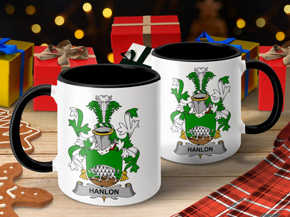 Hanlon Surname Irish Coat of Arms Family Crest Mug - Living Stone Gifts