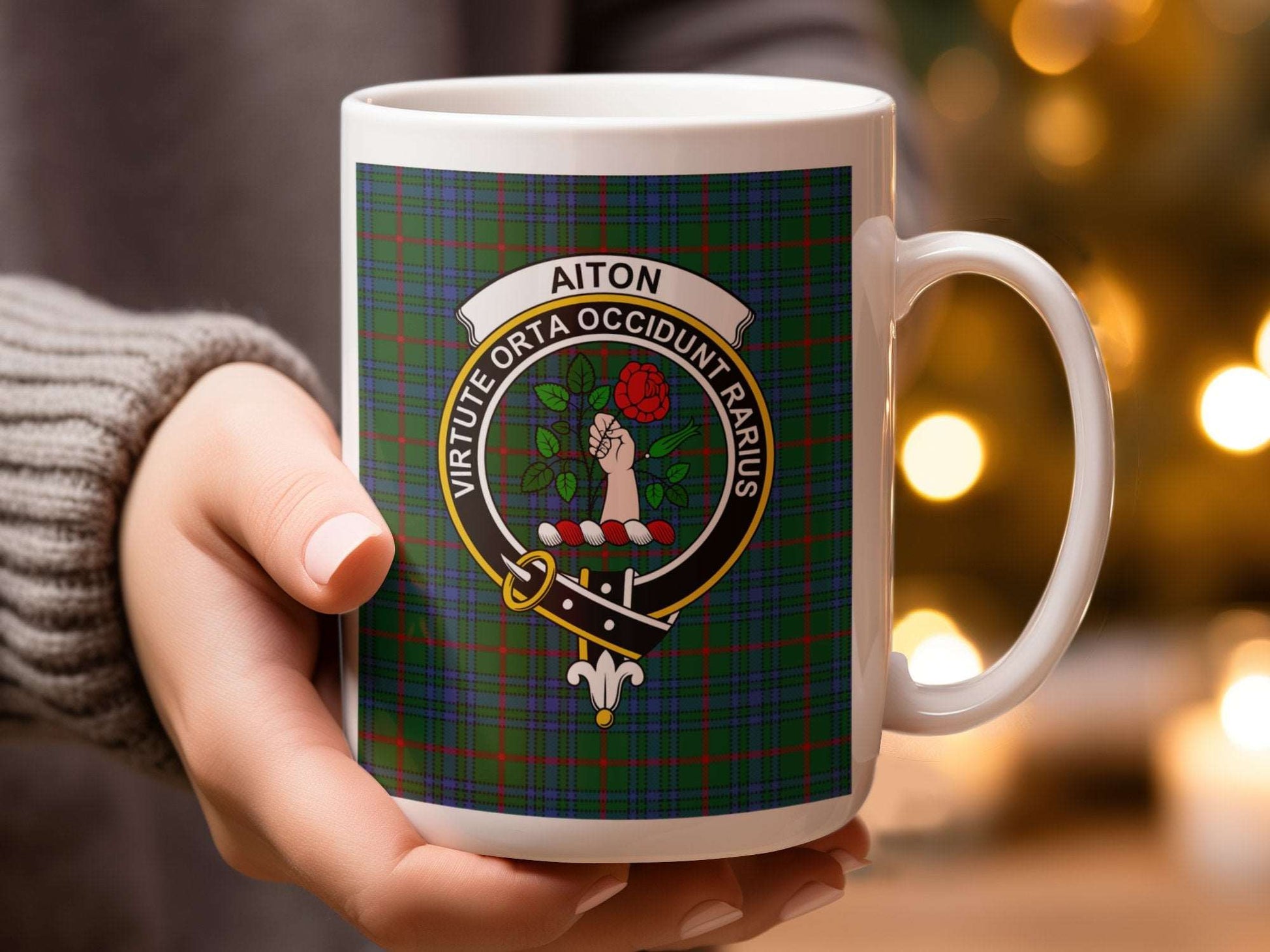 Aiton Clan Crest Tartan Design Mug - Living Stone Gifts