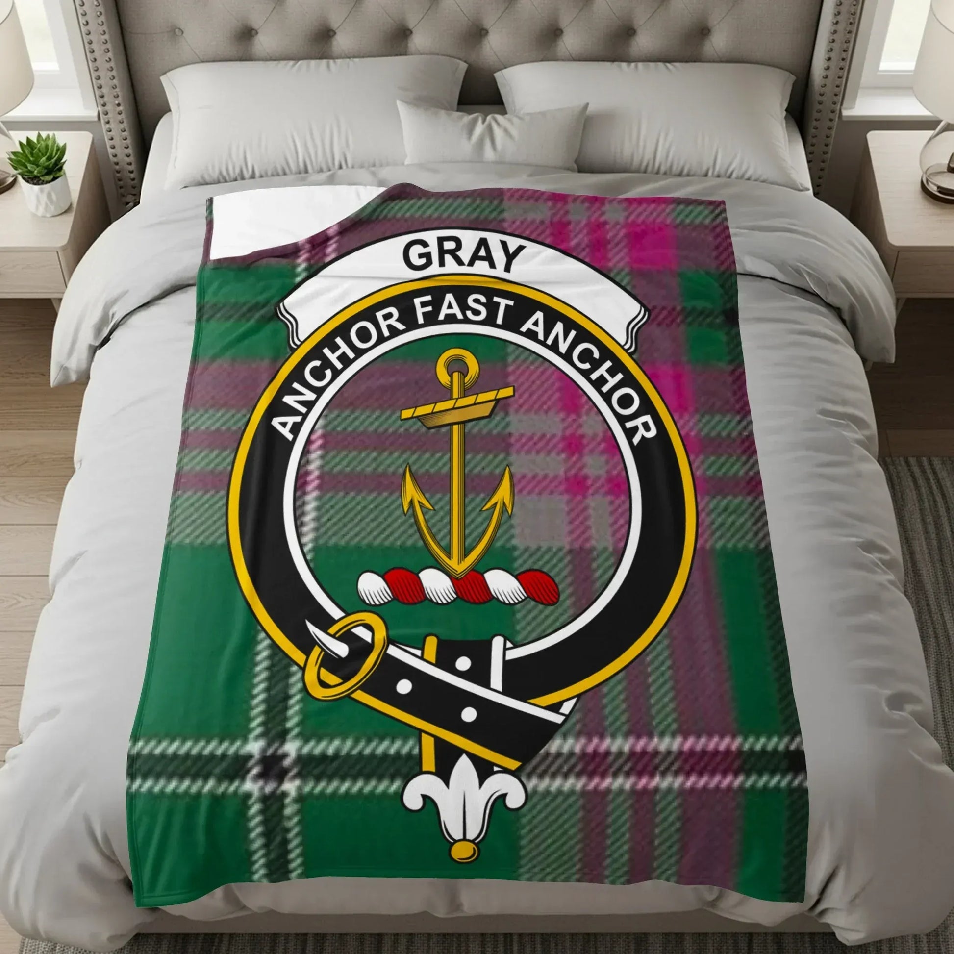 Gray Anchor Fast Anchor Plaid Blanket product