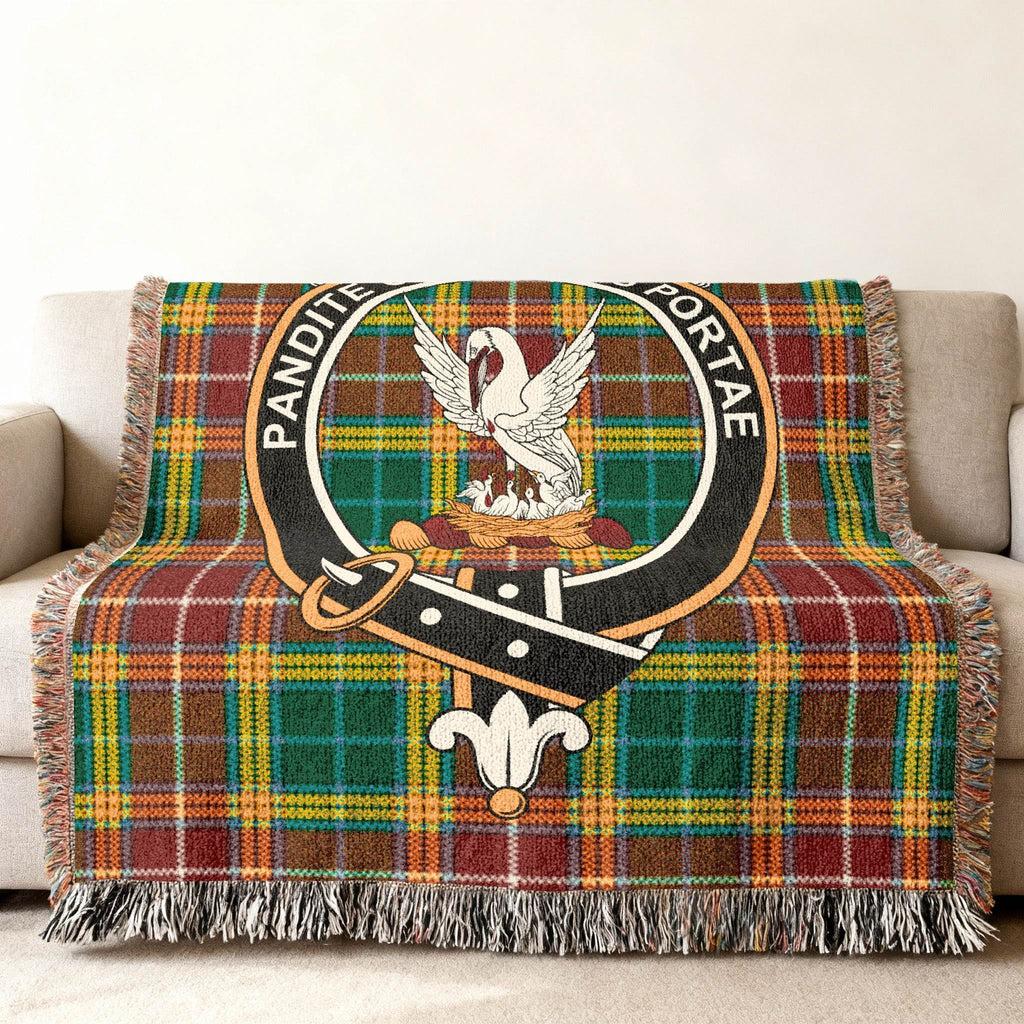 Tartan Blanket with Crest and Latin Phrase Blanket