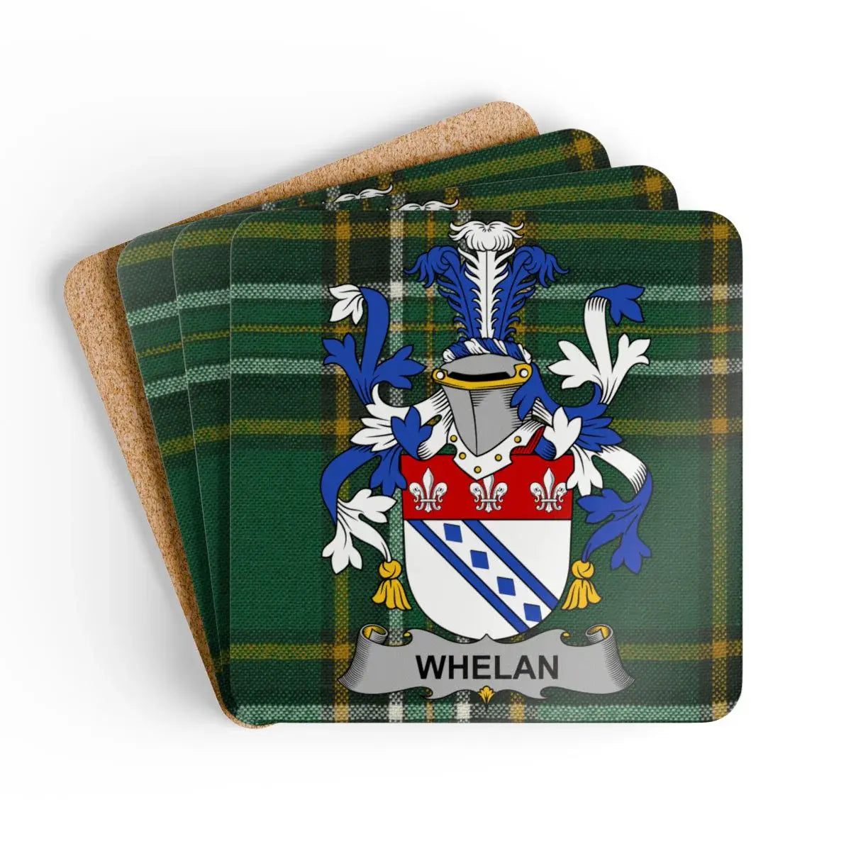 Custom Family Crest Tartan Design Whelan Coaster product type