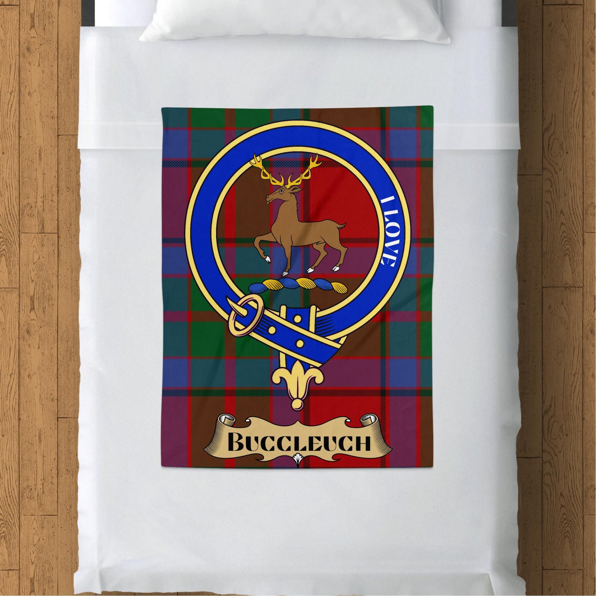 Scottish Clan Buccleuch Crest Tartan Throw Blanket - Living Stone Gifts