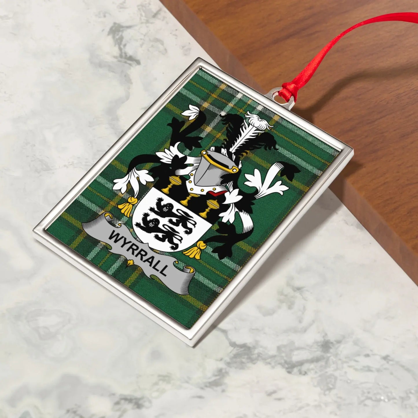 Personalized Family Crest Plaid Decorative Ornament product