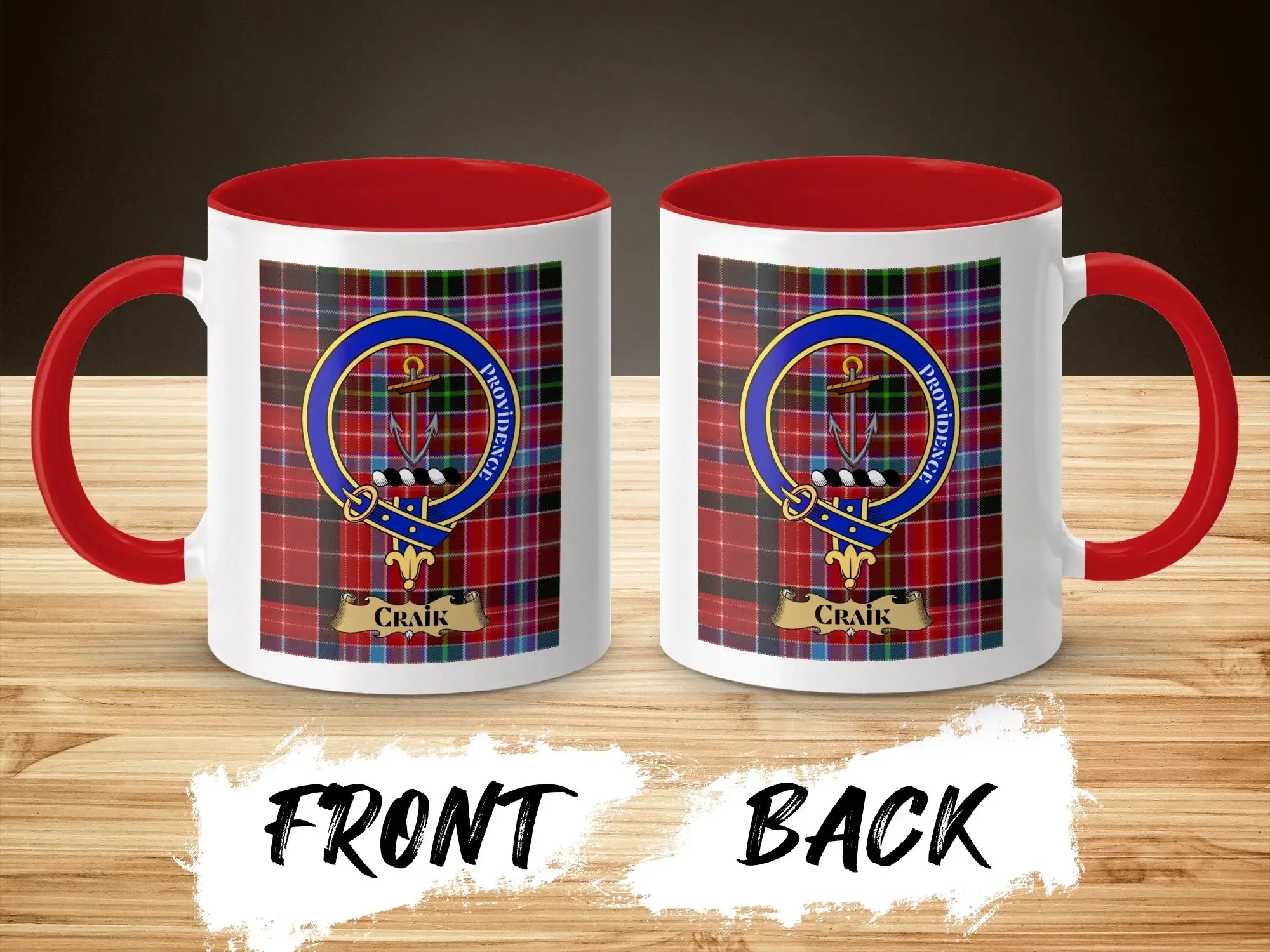 Red and White Plaid Providence Logo Craik Mug