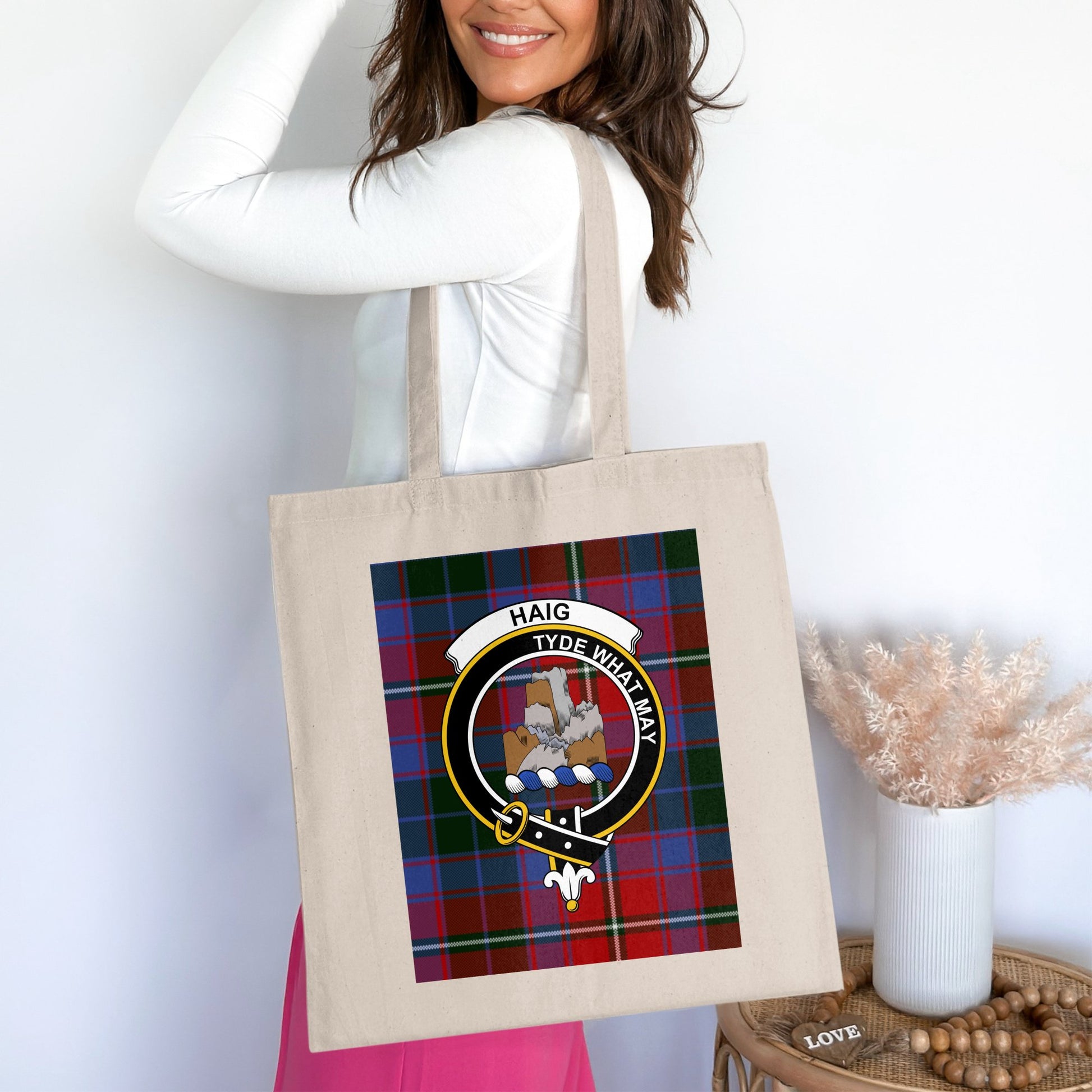 Haig Tyde What May Scottish Clan Tartan Tote Bag - Living Stone Gifts