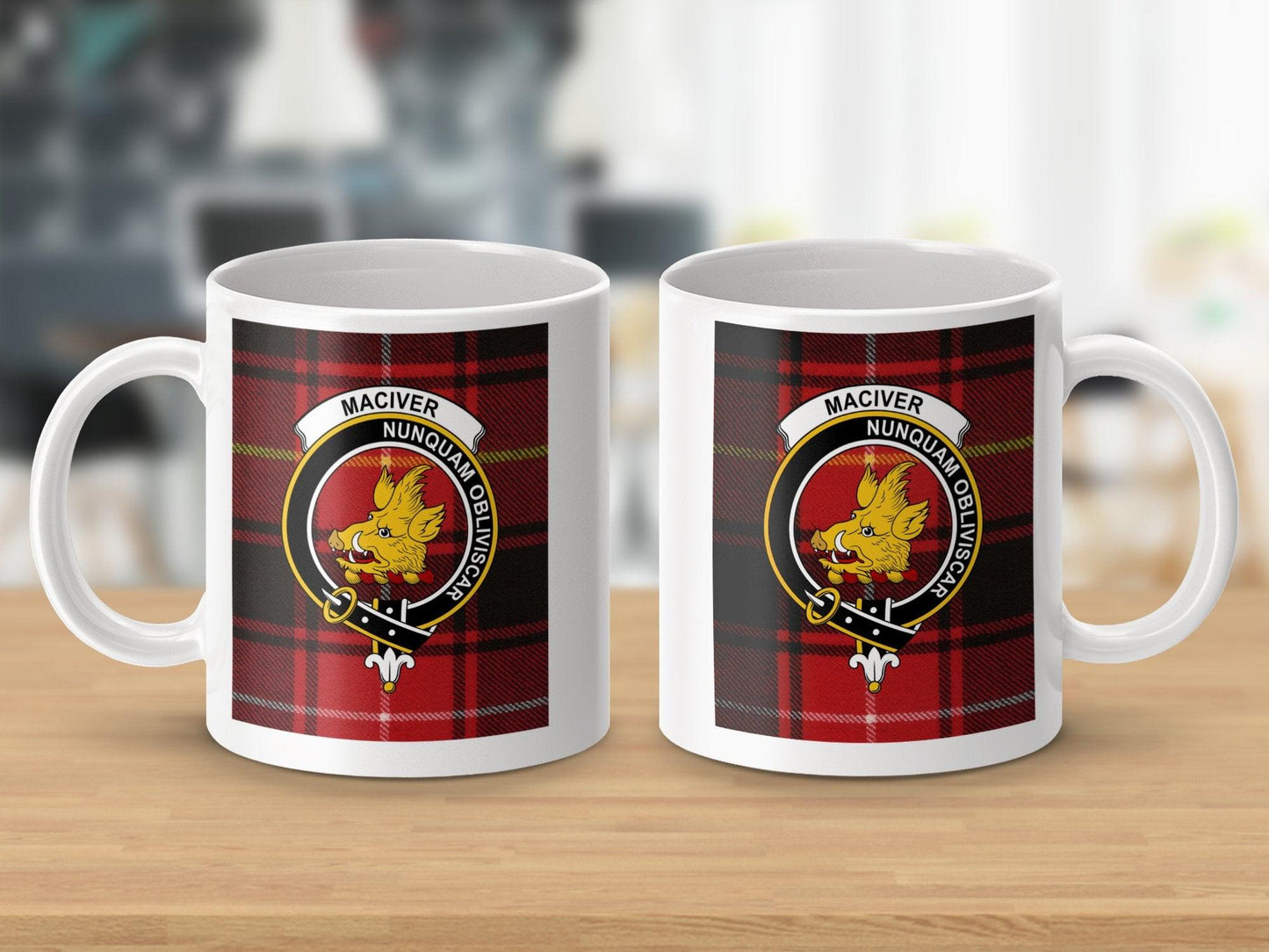 MacIver Clan Tartan Crest Plaid Design Mug - Living Stone Gifts