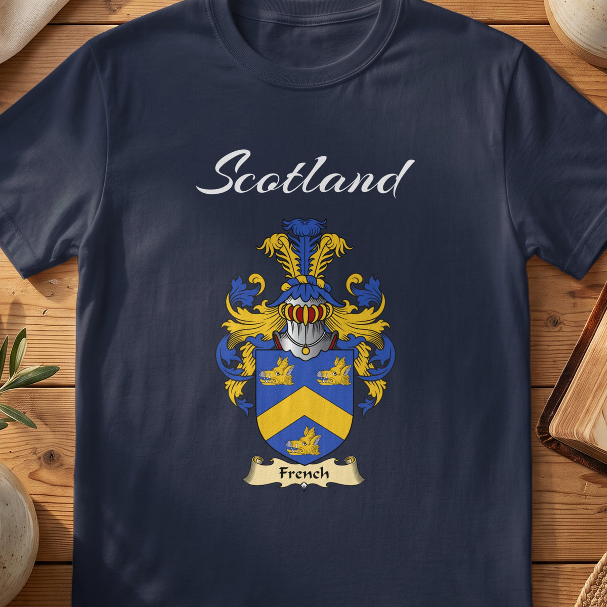 French Scottish family shield T-shirt in Navy