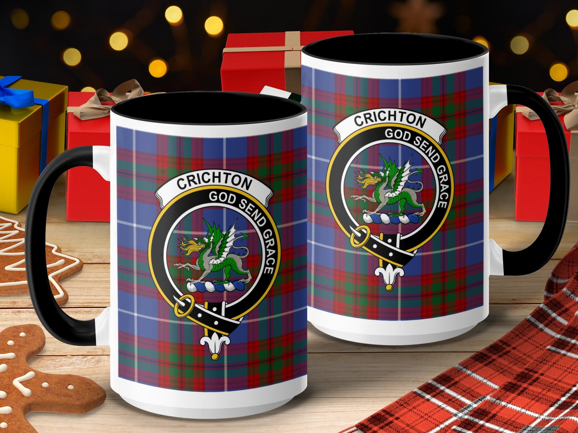 Clan Crichton Scottish Tartan Crest Mug - Living Stone Gifts