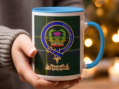 Unique Macalpin Scottish Clan Crest Tartan Plaid Mug - Living Stone Gifts