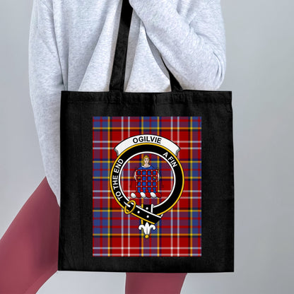 Scottish Clan Crest Ogilvie Tartan Checked Tote Bag - Living Stone Gifts