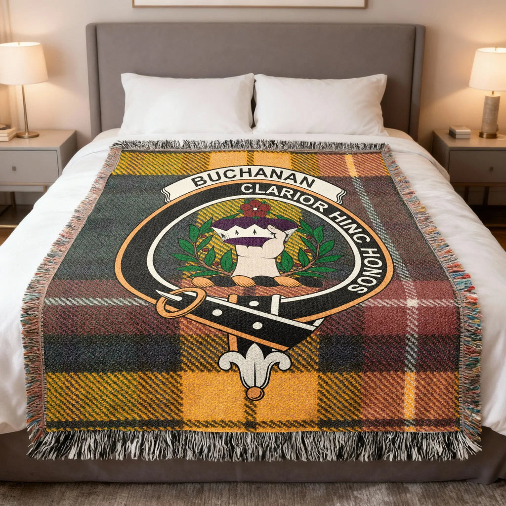 Buchanan clan tartan woven blanket example for custom Scottish blanket