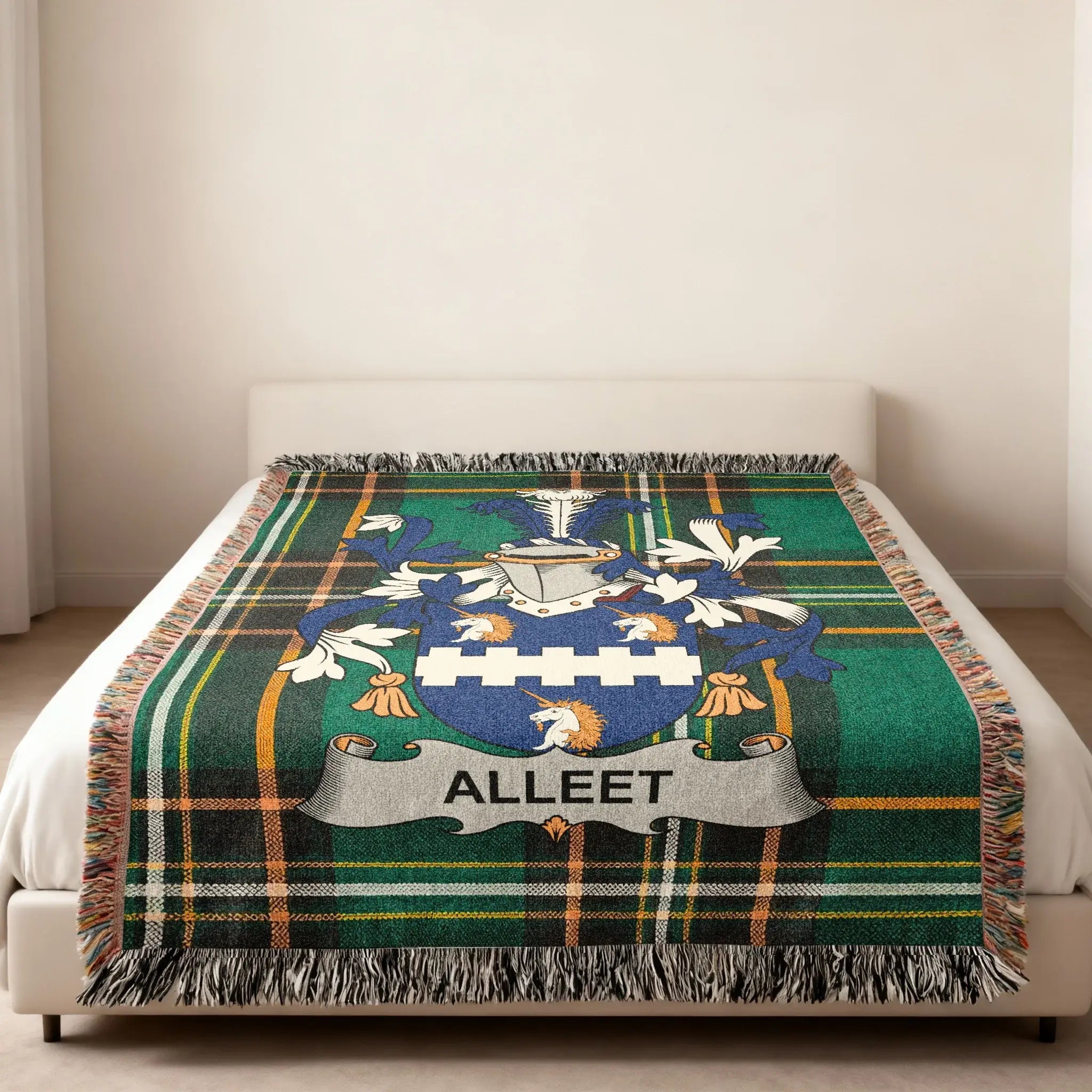 ALLEET Family Crest Plaid Green Black Throw product type