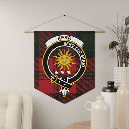 Kerr Clan Scottish Tartan Sun Motif Wall Pennant - Celtic Ancestry Gifts
