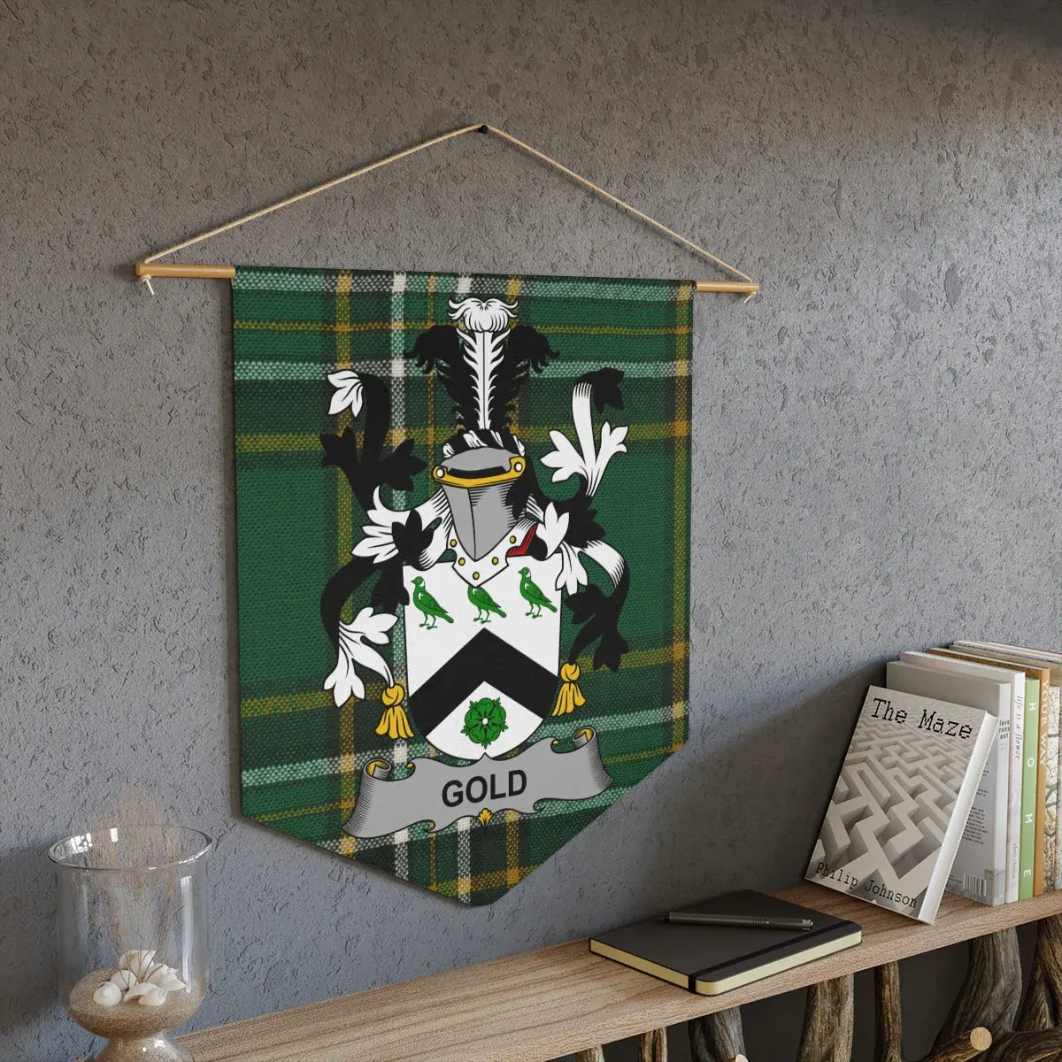 Gold Family Crest Tartan Wall Banner product