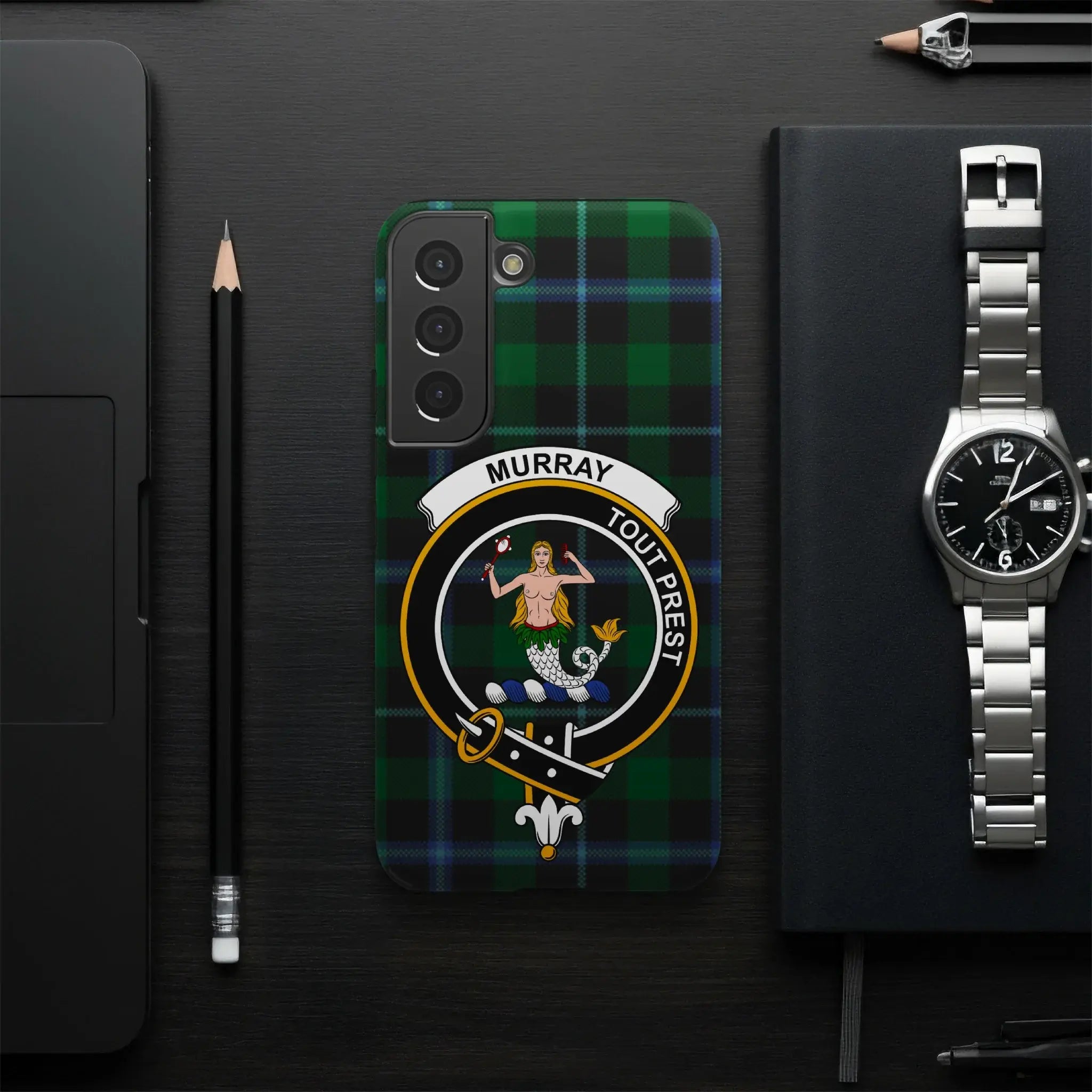Murray Tout Prest crest plaid tartan phone case — glossy wrap print on Samsung Galaxy