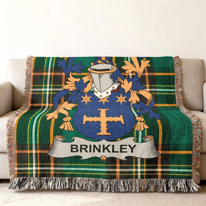 Brinkley Family Shield Crest Tartan Plaid Pattern Blanket