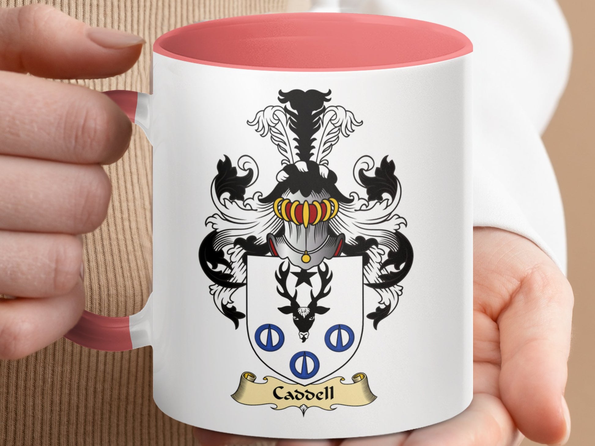 Clan Caddell Scottish Coat of Arms Accent Coffee Mug - Living Stone Gifts