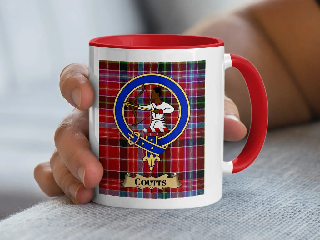 Coutts family crest ceramic mug for everyday coffee and tea