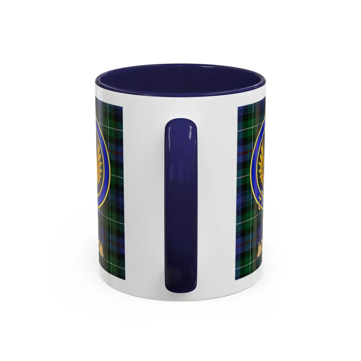 Smart clan crest mug shown in 11 oz and 15 oz sizes