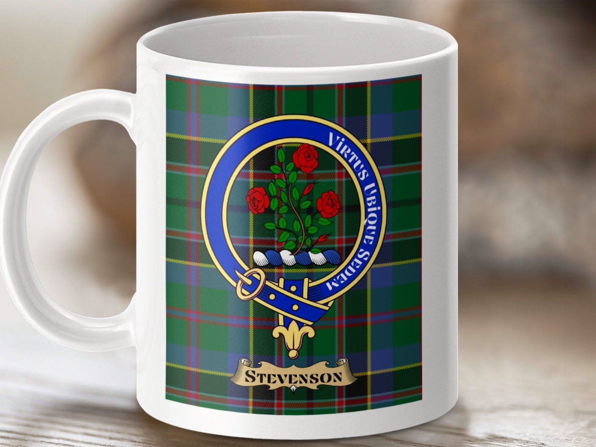 Stevenson Crest Tartan Print Mug Scottish Gifts product