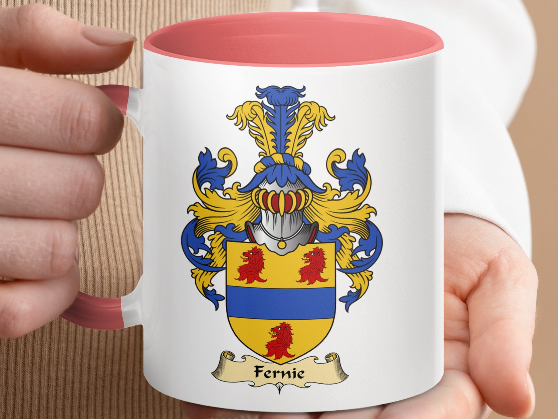 Clan Fernie Scottish Coat of Arms Accent Coffee Mug - Living Stone Gifts