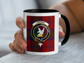 Lindsay Endure Fort crest plaid pattern coffee mug — 11oz ceramic with eagle heraldic design