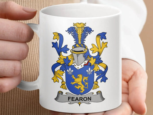 Fearon Surname Irish Family Crest Mug - Celtic Ancestry Gifts