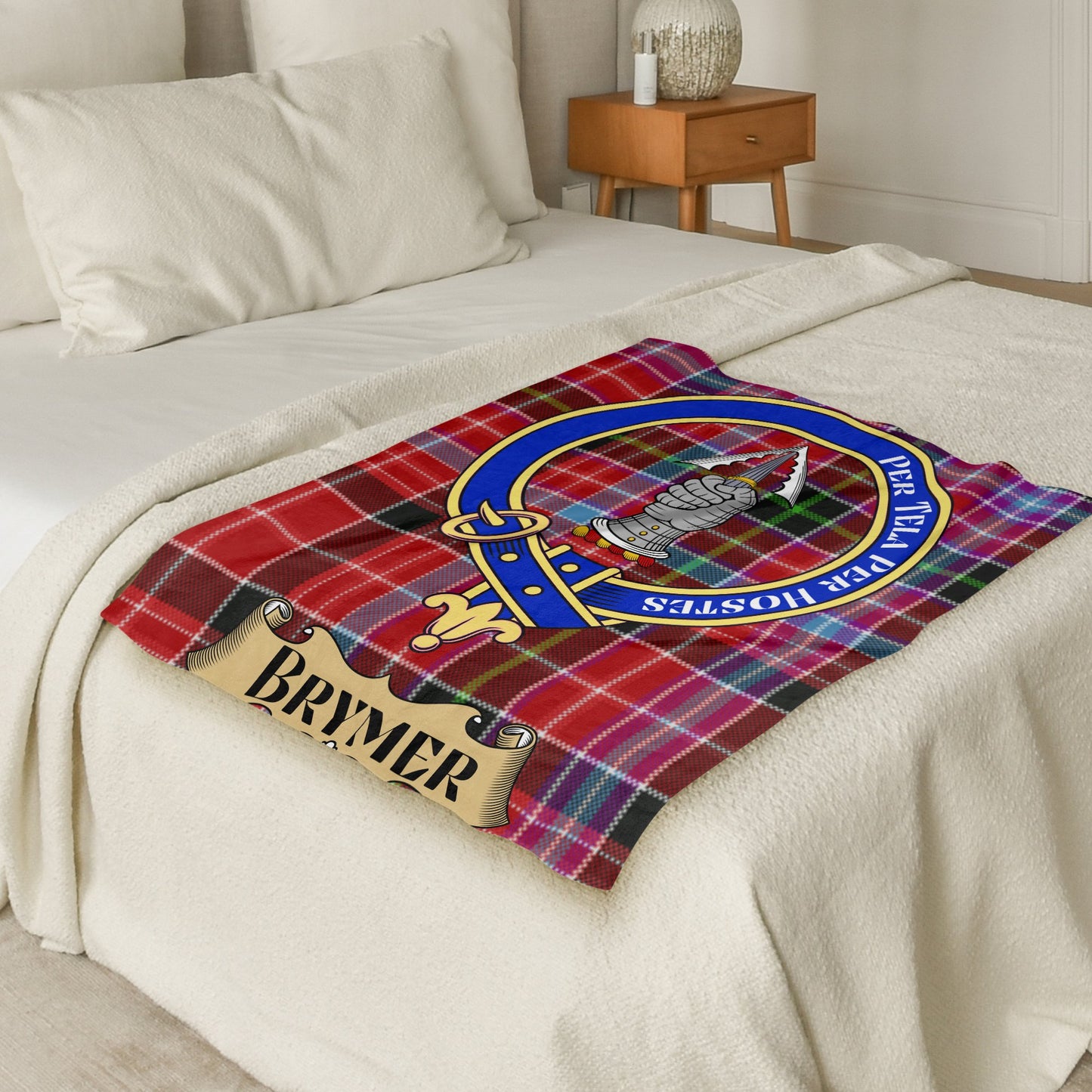 Clan Brymer Crest Scottish Tartan Throw Blanket - Living Stone Gifts