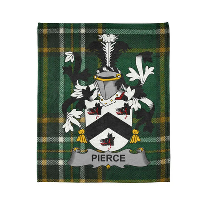 Pierce Family Tartan Blanket with Coat of Arms product type