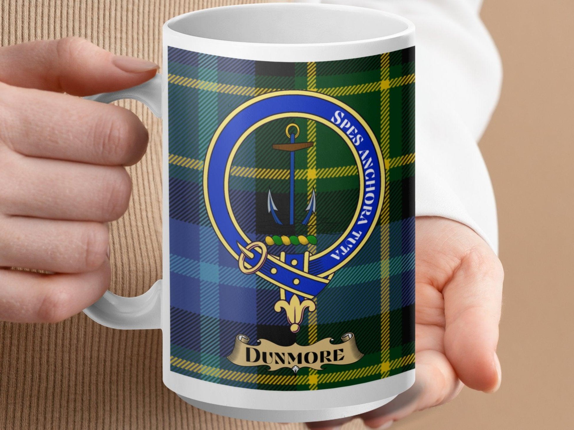 Dunmore Clan Plaid Crest Mug for Scottish Heritage - Living Stone Gifts